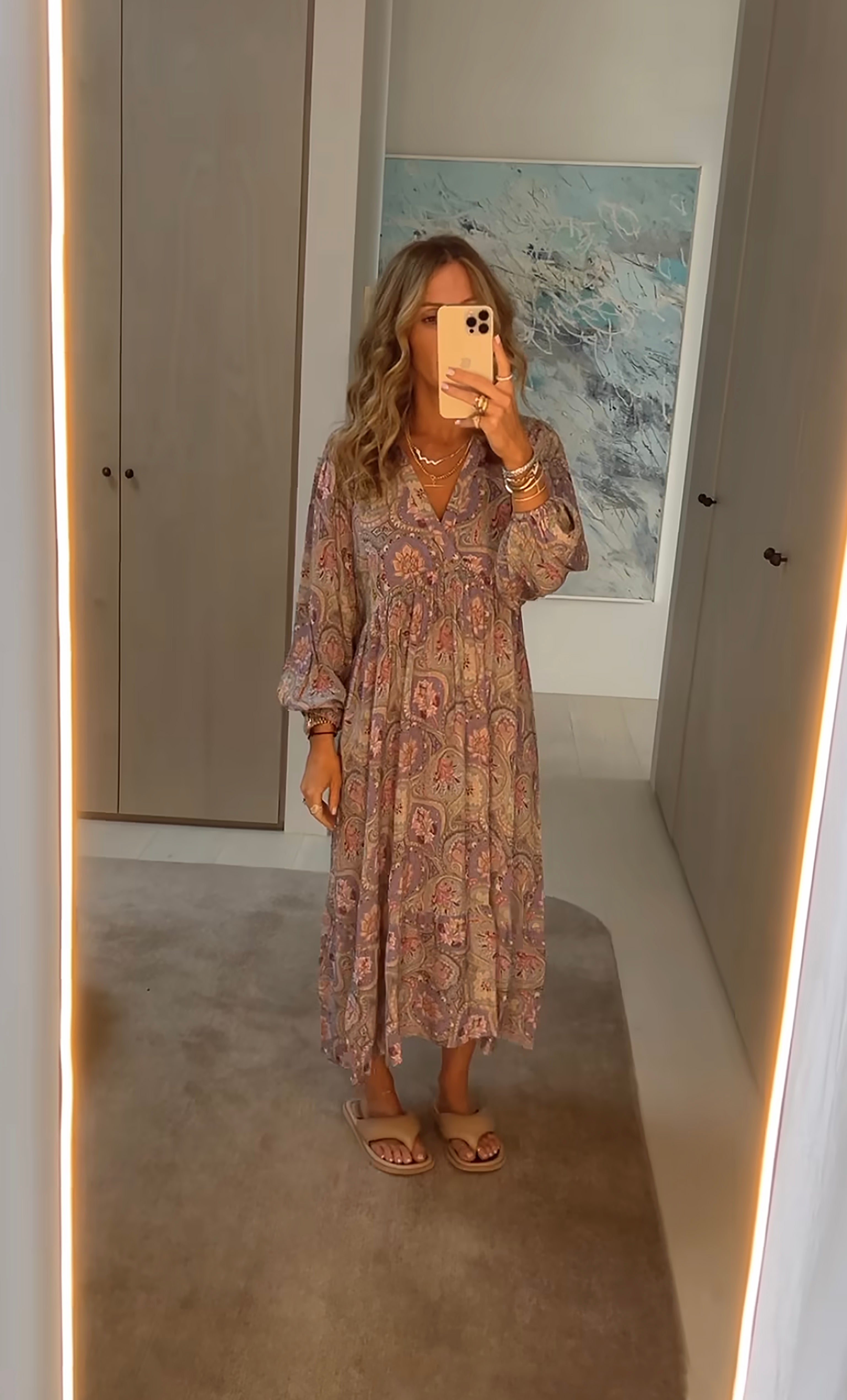 The Tunik Harper midi dress - Pastel Paisley Print