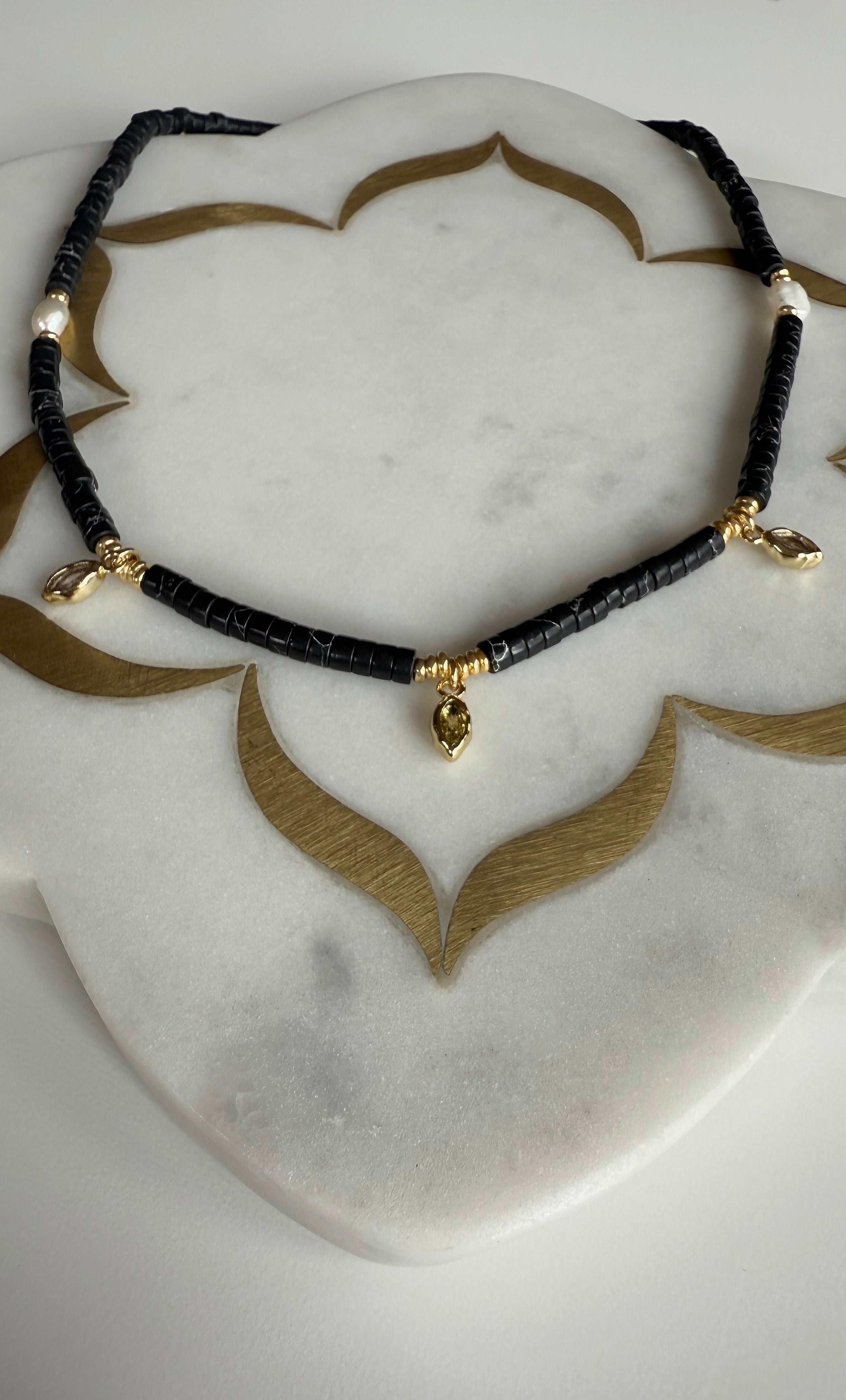 The Tunik Heishi Ceres Necklace - Black