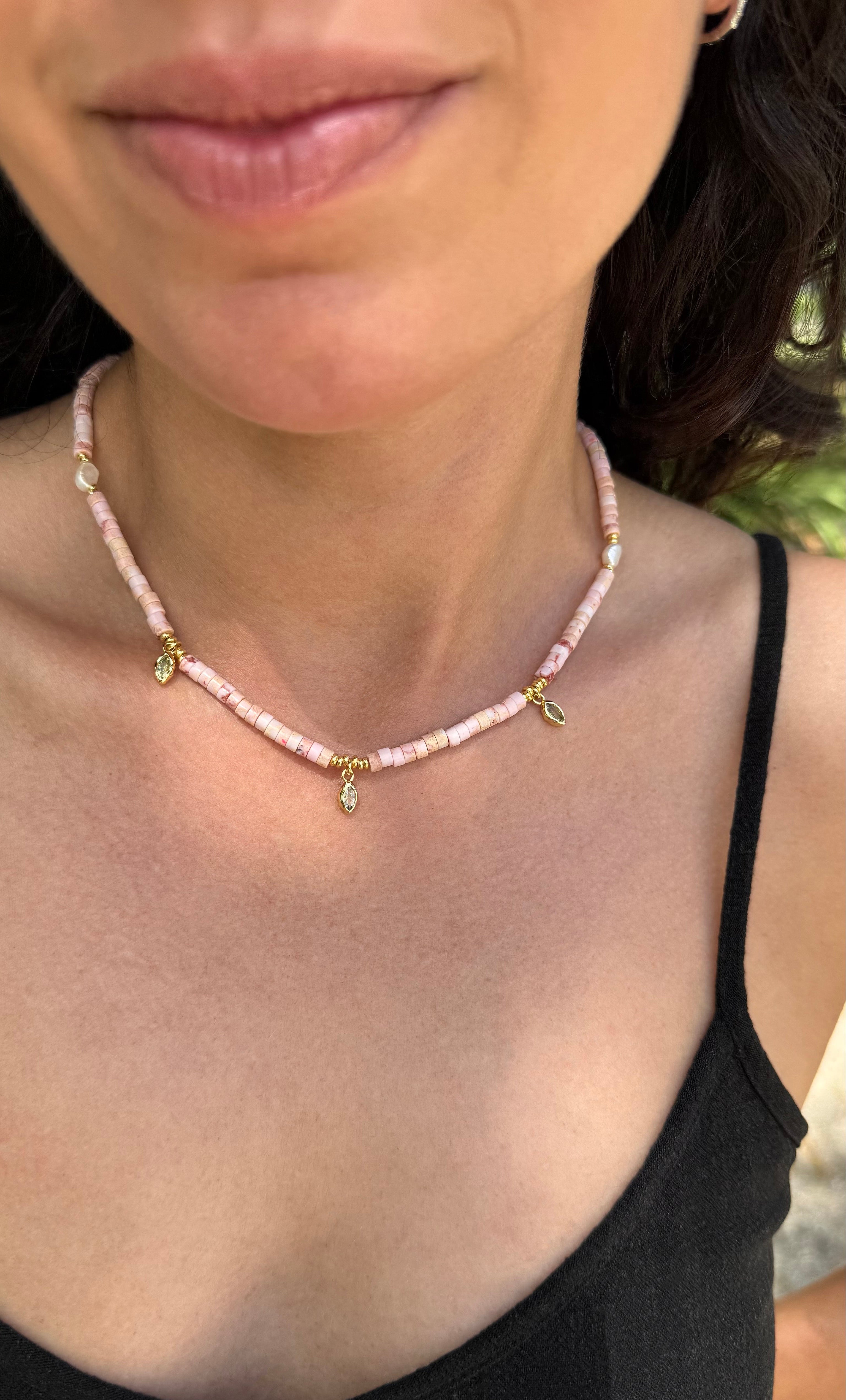 The Tunik Heishi Ceres Necklace - Pink