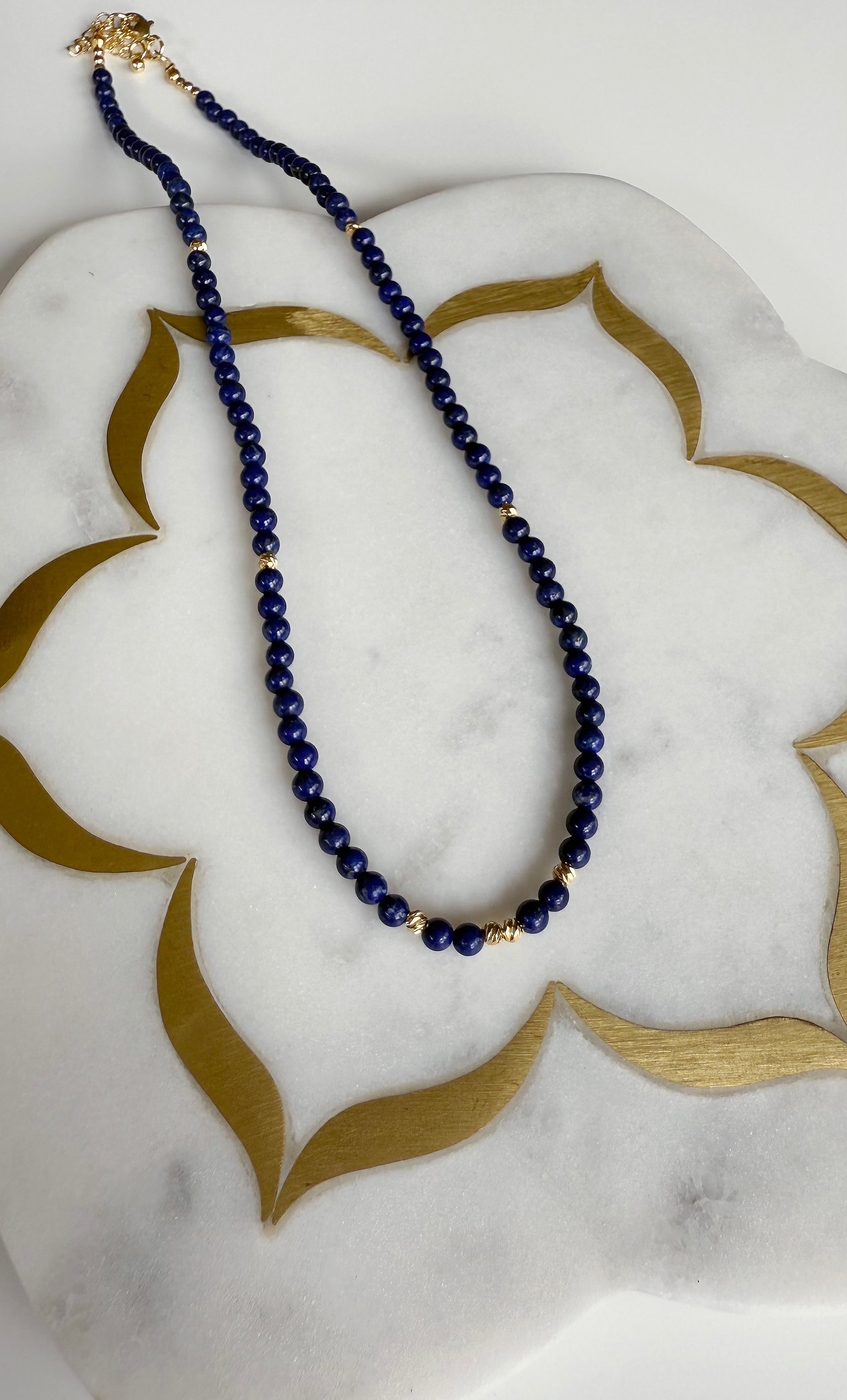 The Tunik Night Swims Lapis Lazuli Beaded Necklace