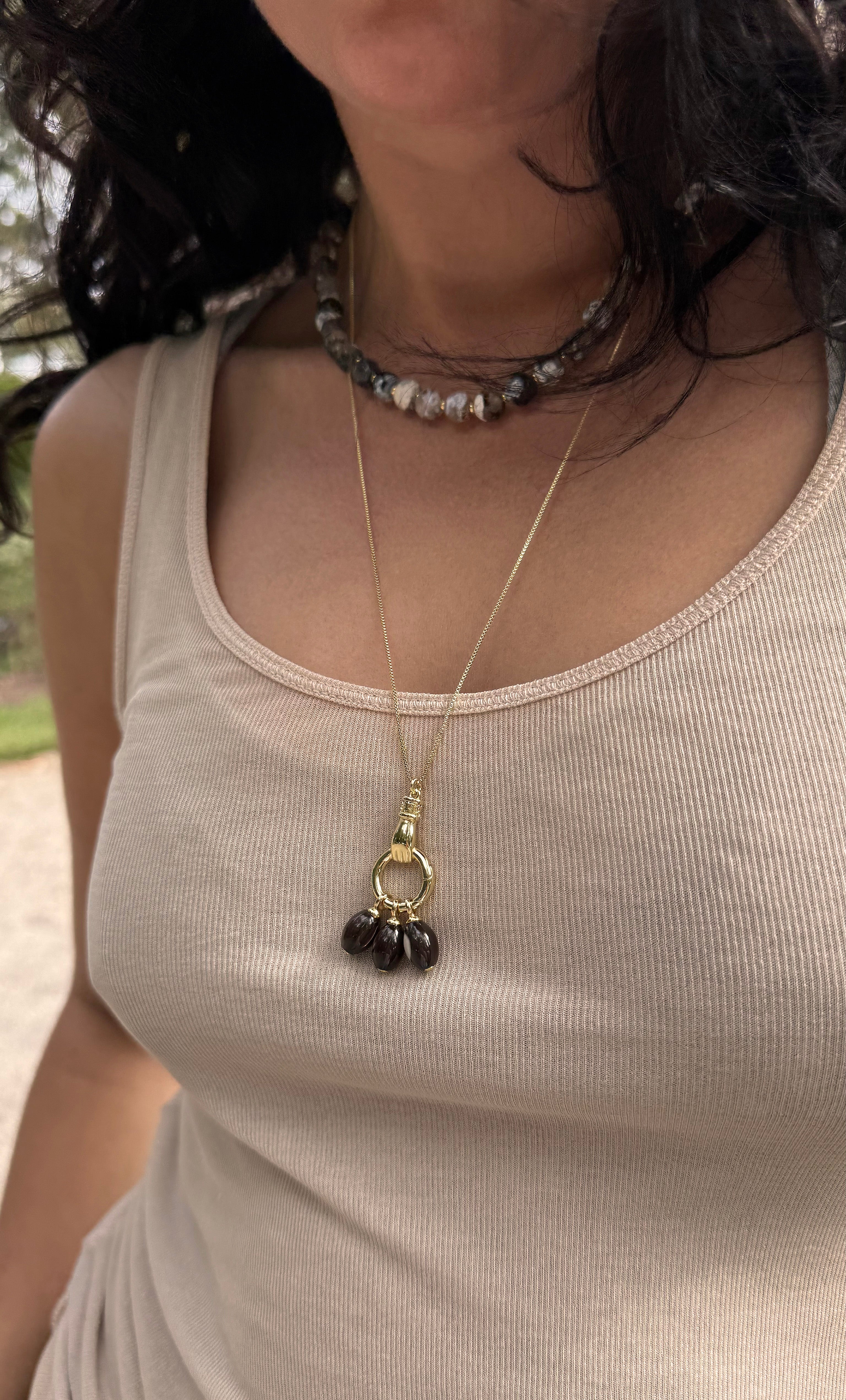 The Tunik Sea Stones Coloured Agate Beaded Necklace - Black