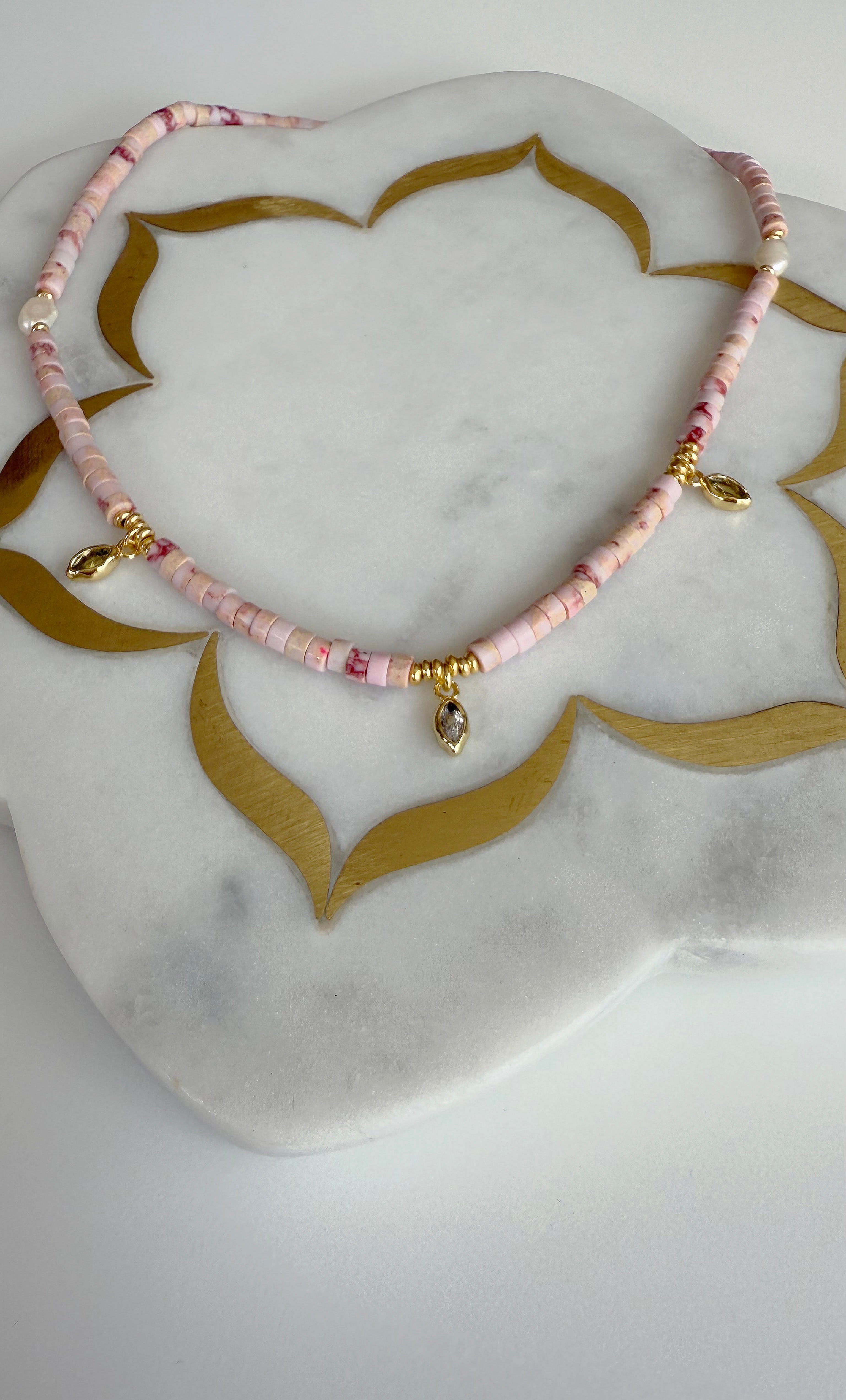 The Tunik Heishi Ceres Necklace - Pink