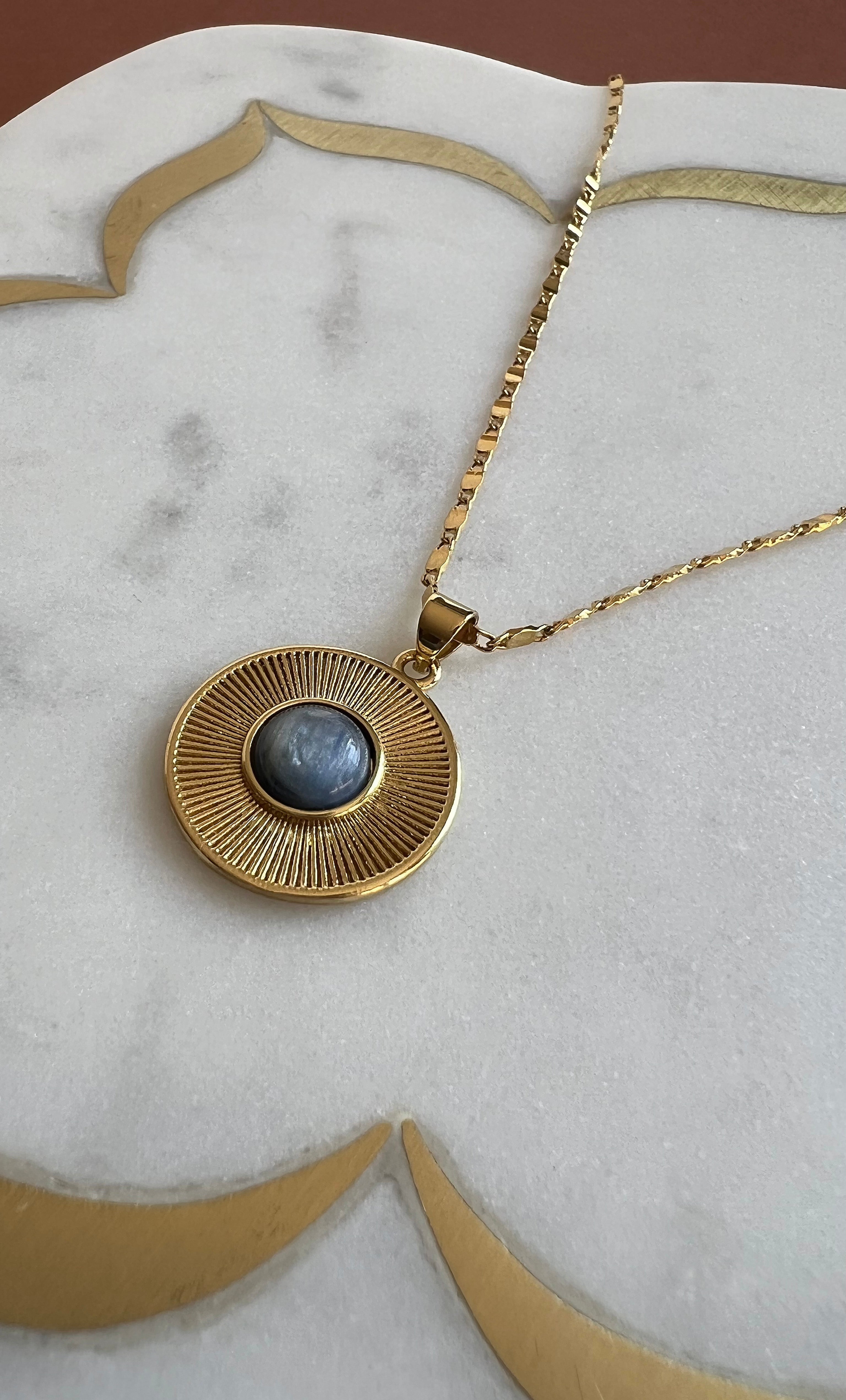 The Tunik Moonbeam Blue Tigers Eye Necklace