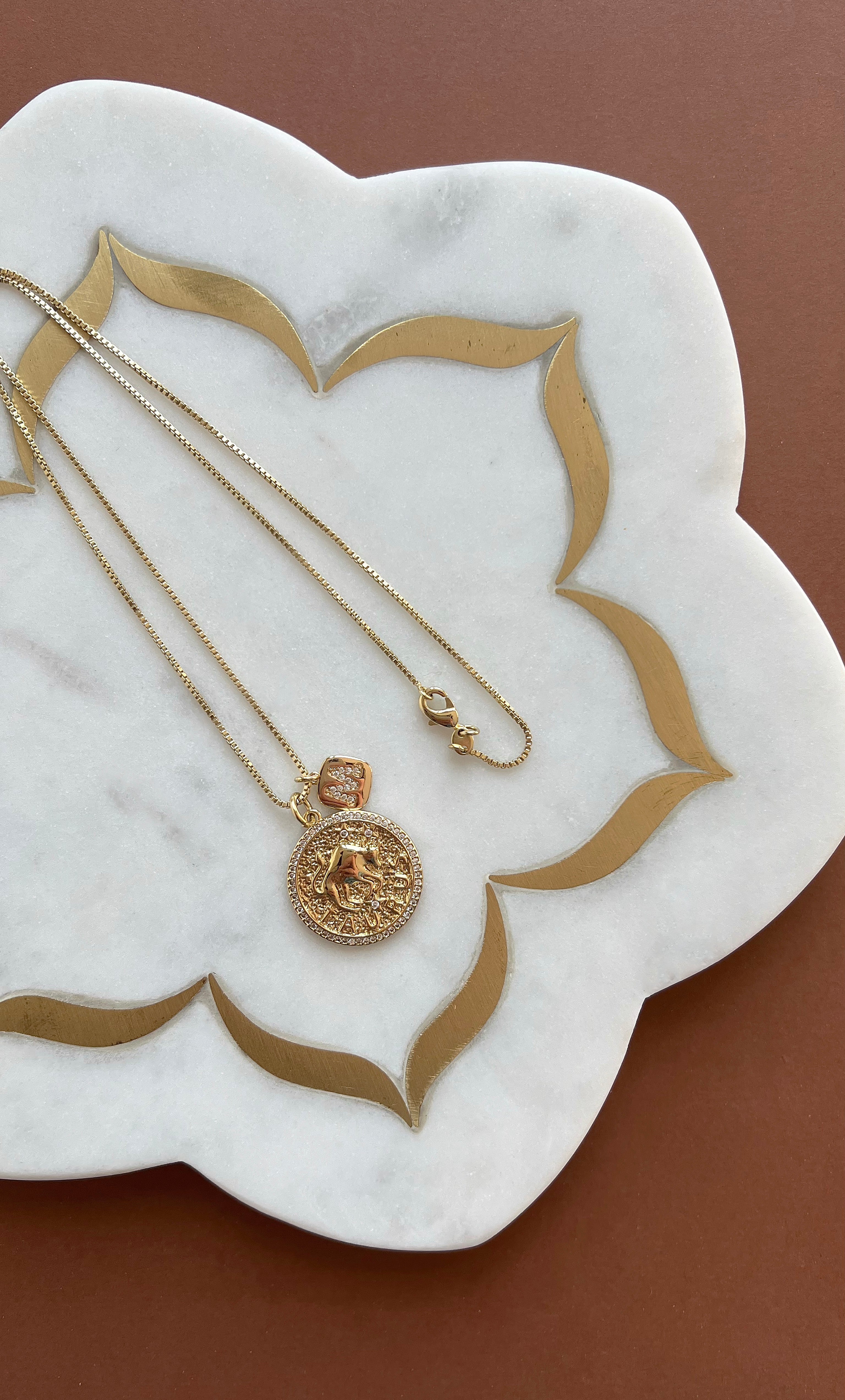 The Tunik Zodiac Medallion Necklace with Initial Charm