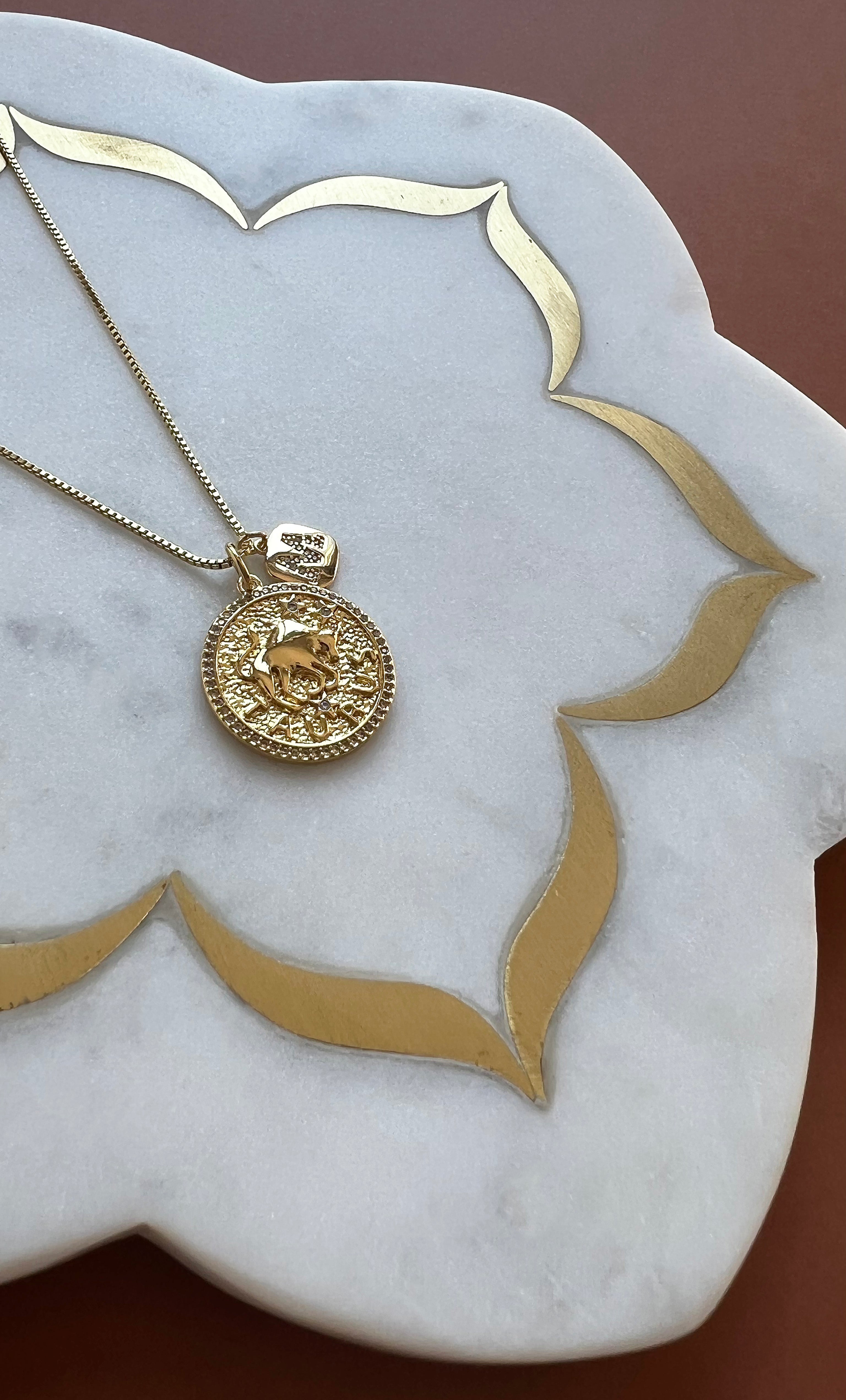 The Tunik Zodiac Medallion Necklace with Initial Charm