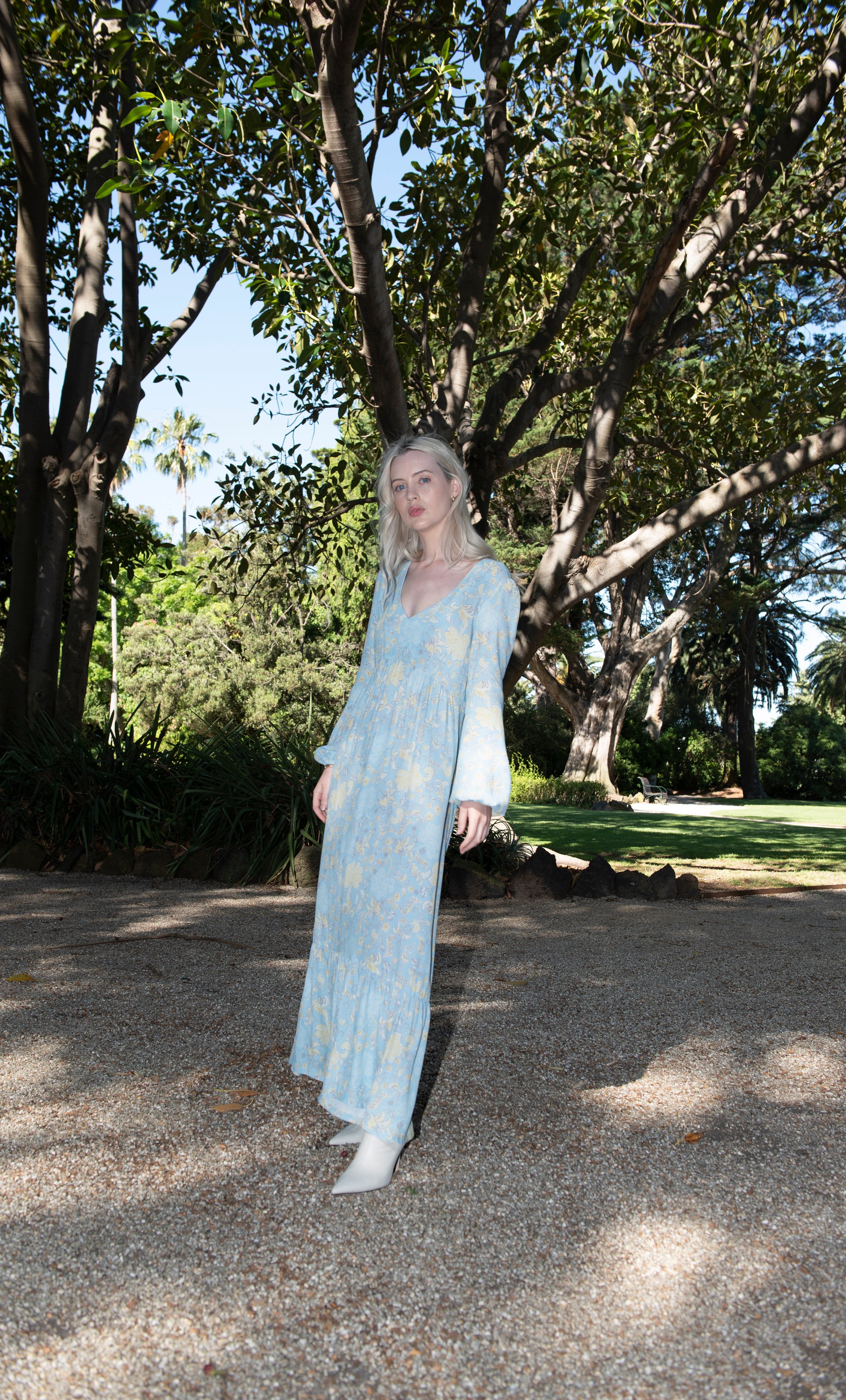 The Tunik Lola maxi dress - Mystic Floral Aquamarine print