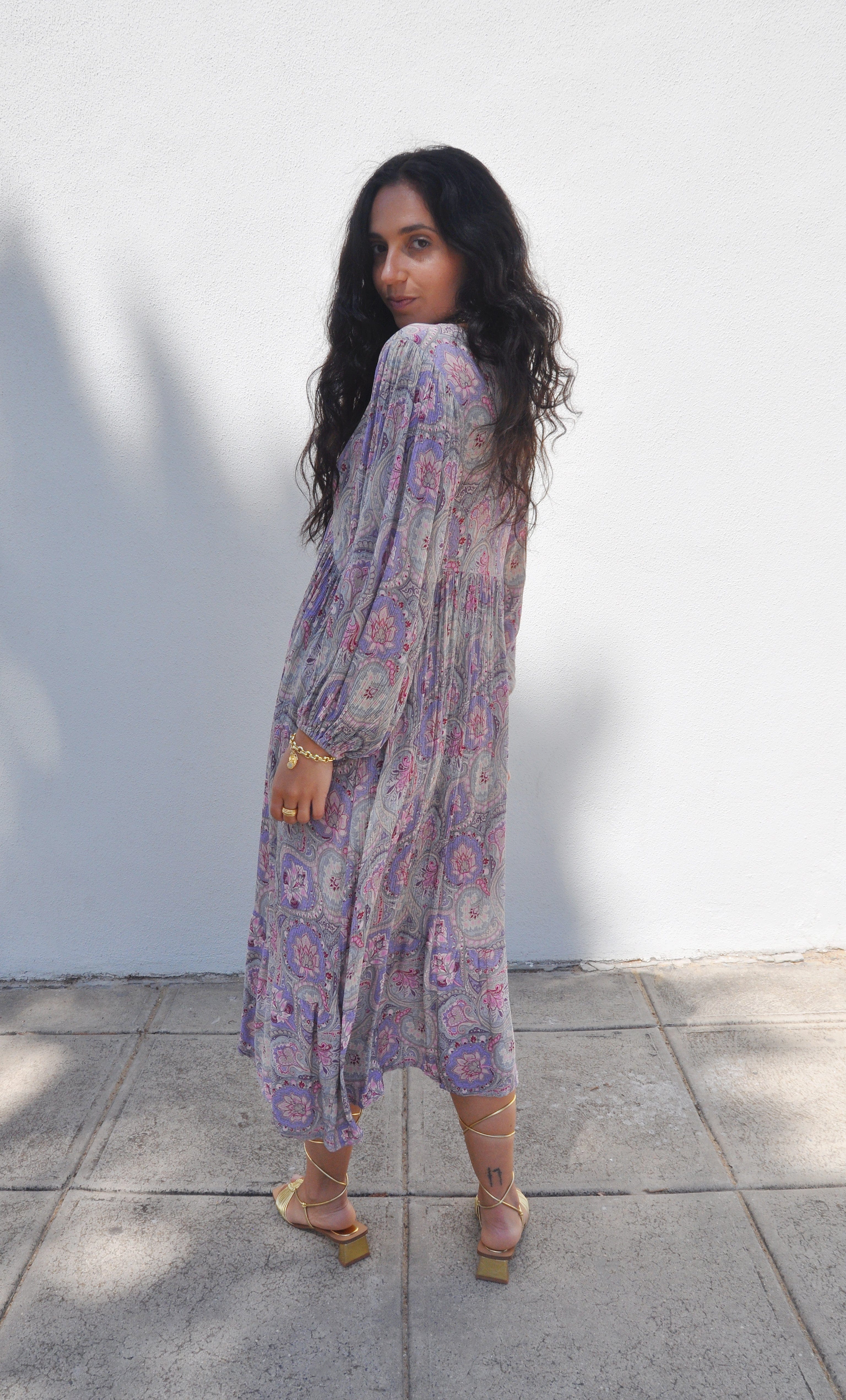 The Tunik Harper midi dress - Pastel Paisley Print