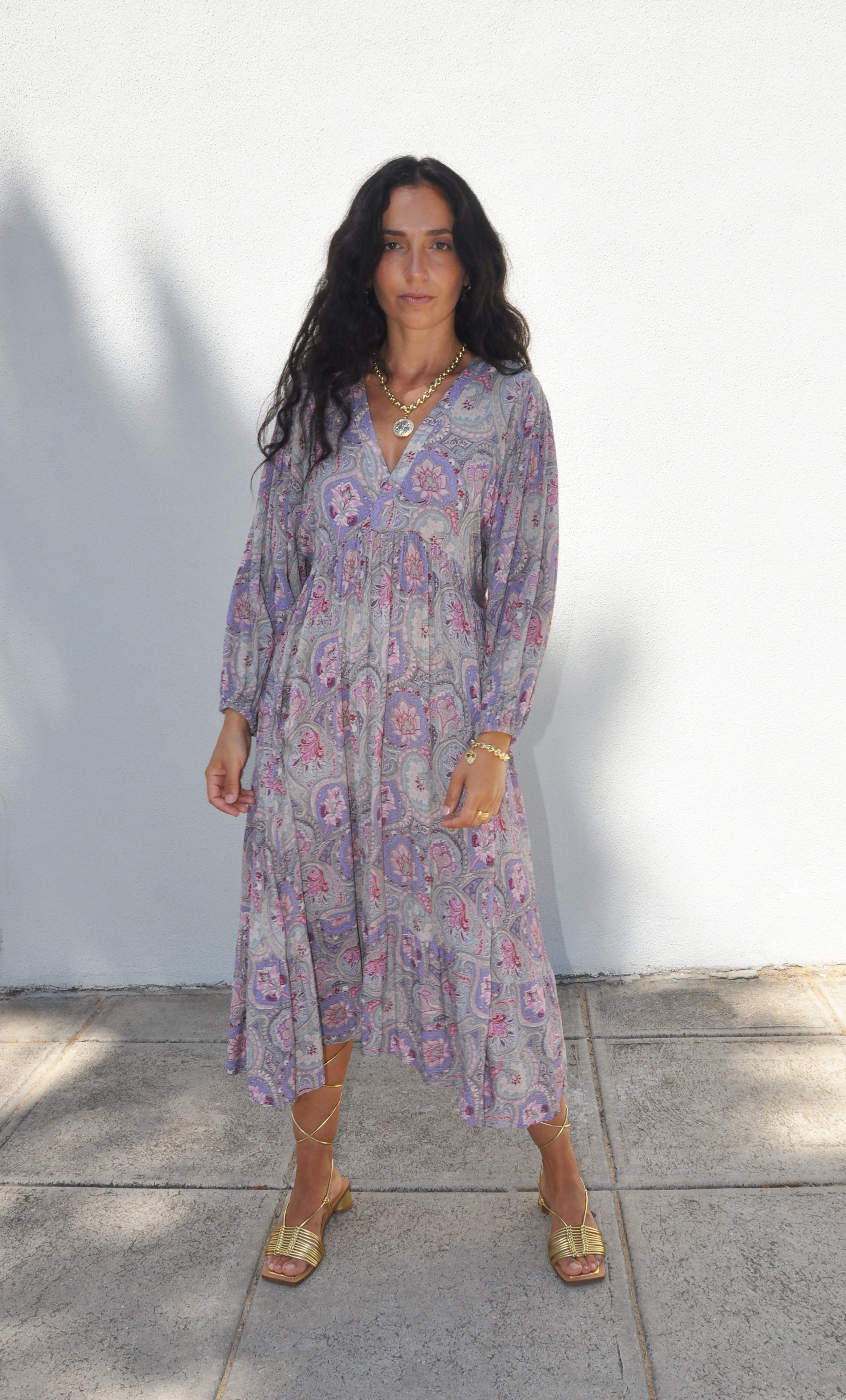 The Tunik Harper midi dress - Pastel Paisley Print