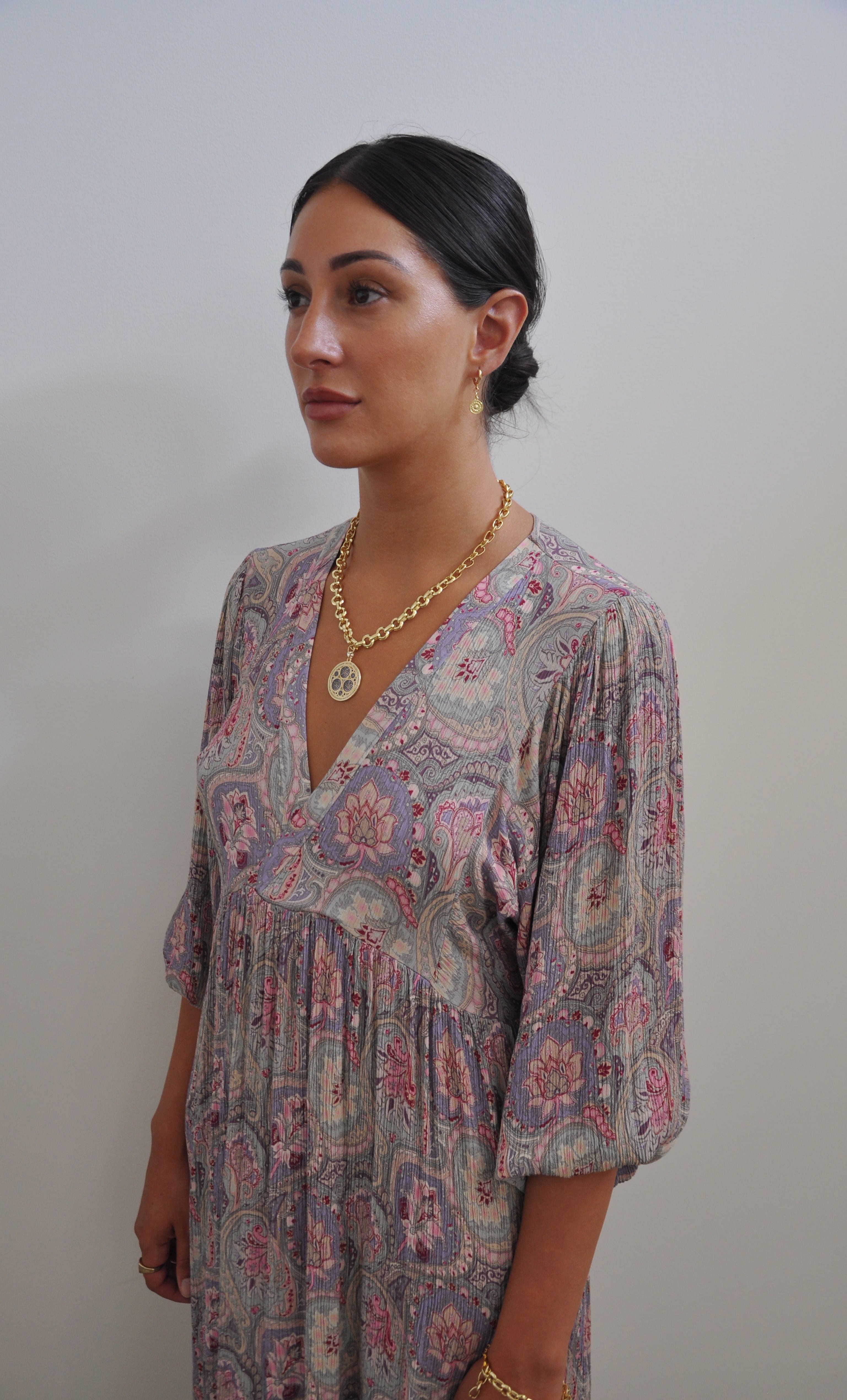 The Tunik Harper midi dress - Pastel Paisley Print